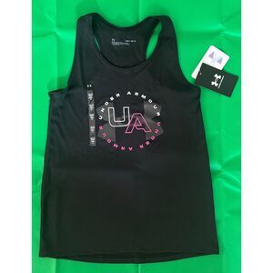 Under Armour Girls Size YMD, Black Sleeveless Tank w/ Hot Pink ~NEW